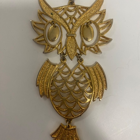 Vintage Owl necklace and pin - Picture 2 of 3